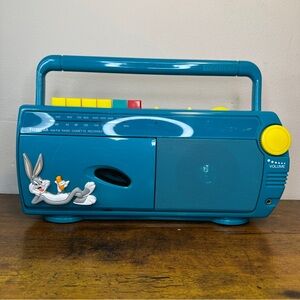 Vtg 1995 Toshiba Bugs Bunny Looney Tunes AM/FM Radio Cassette Recorder LT400BUG